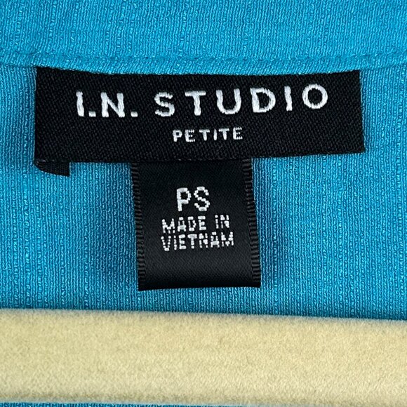 I.N. Studio | Teal Roll-Tab Sleeve Blouse Top | Pocket Detail | Size PS - Picture 5 of 9
